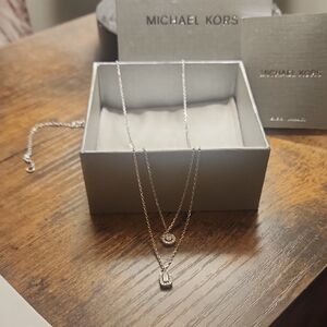 Michael Kors Silver Double Pendant Necklace